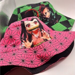 Anime Character Kids Bucket Hat - Pink and Black